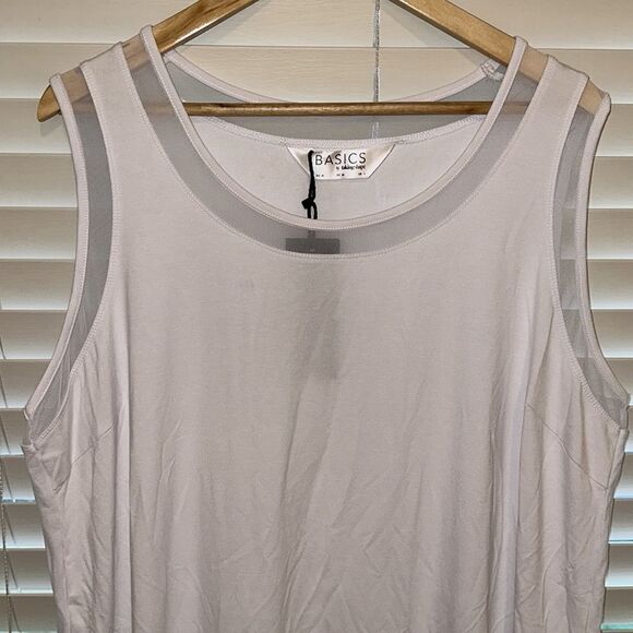 Basics by Taking Shape 1X White Mesh Oversized Comfy Sleeveless Tank Top - Picture 3 of 11